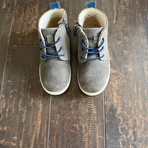 UGG Gray Kids Boots with Blue Laces